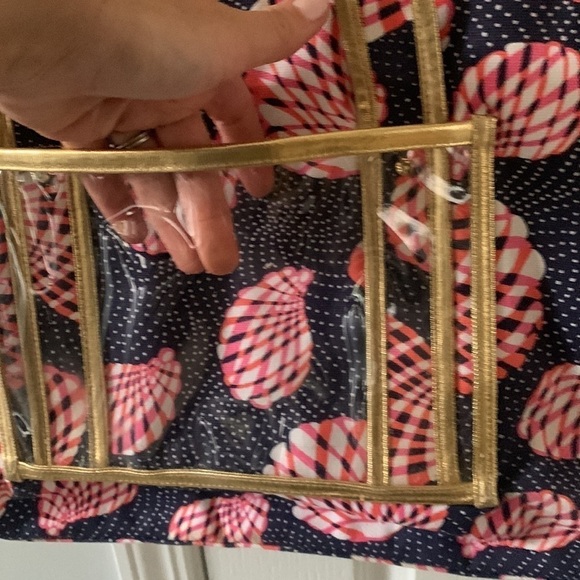 Lilly Pulitzer Seashell Print Tote navy pink resort bag beach vacation travel - Picture 4 of 16